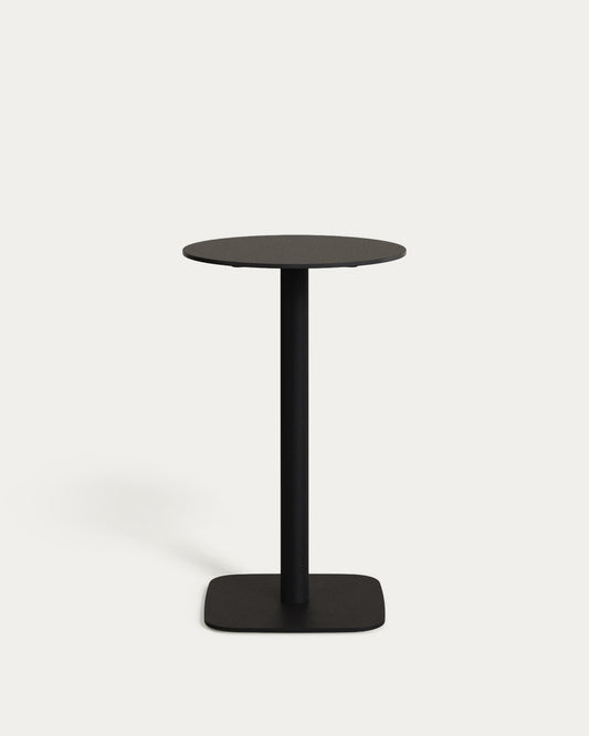 Table ronde haute d'extérieur  Dina noire avec pied en métal et finition peinte noire Ø 60x96 cm