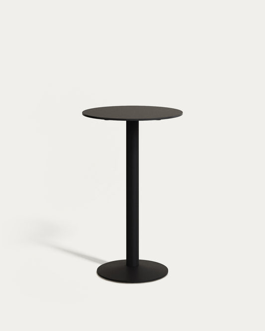 Table haute ronde Esilda noire avec pied en métal et finition peinte noire Ø 60 x 96 cm