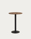 Table haute ronde Esilda mélamine finition noyer pied en métal et finition peinte noire  Ø60x96cm