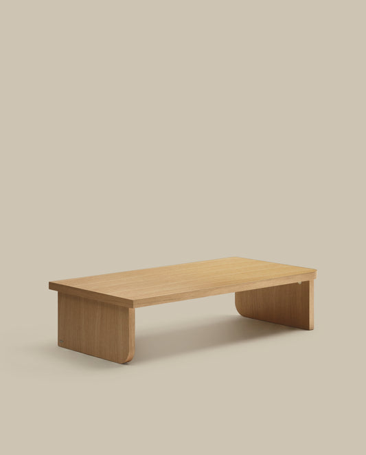 Table basse Oaq en placage de chêne finition naturelle 140 x 75 cm FSC Mix Credit