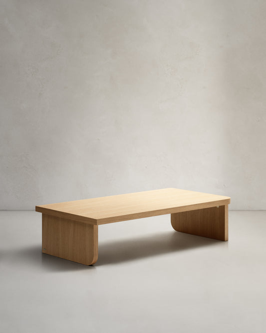 Table basse Oaq en placage de chêne finition naturelle 140 x 75 cm FSC Mix Credit