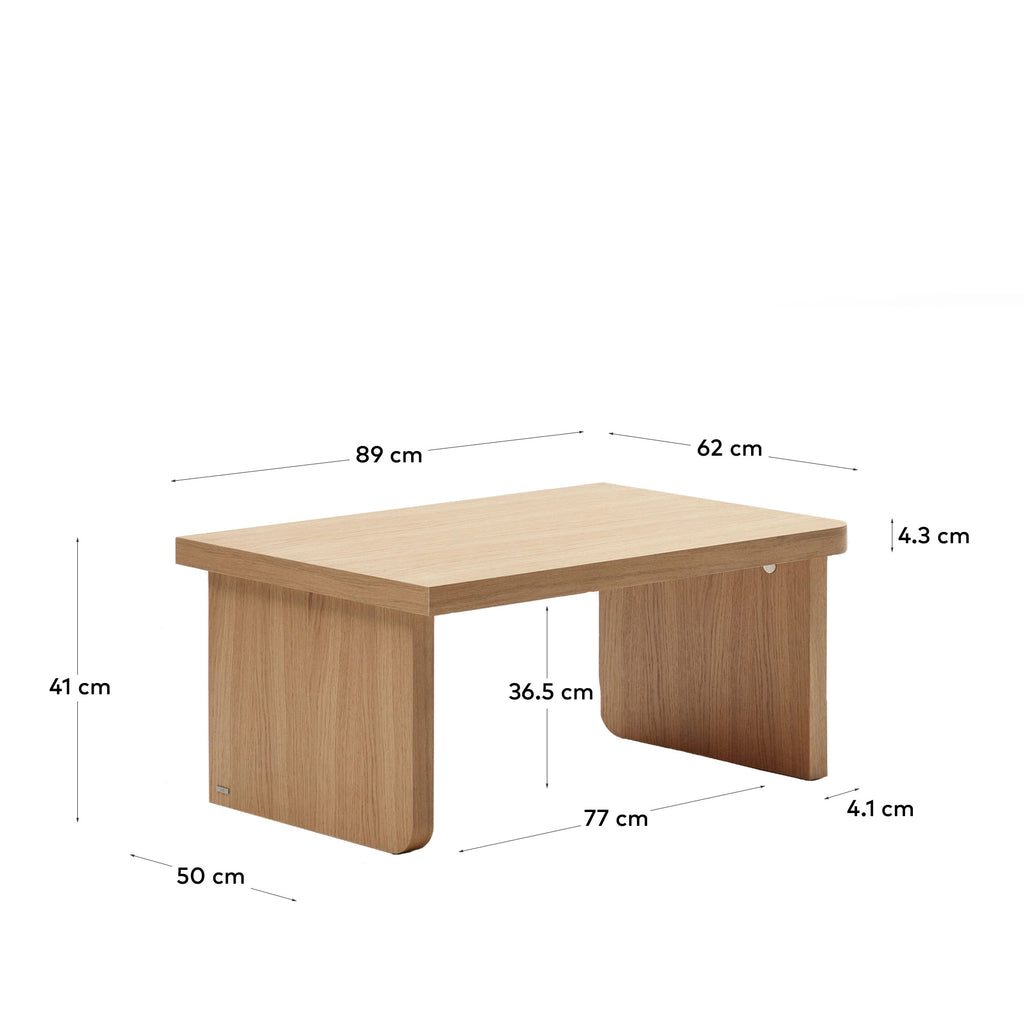 Table basse Oaq en placage de chêne finition naturelle 89 x 62 cm FSC Mix Credit