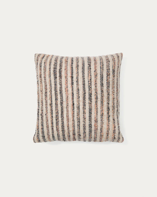 Housse de coussin Wesna en viscose et coton à rayures multicolores 45 x 45 cm
