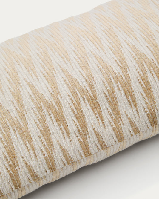 Housse de coussin Sigato en viscose et coton beige et écru 50 x 30 cm