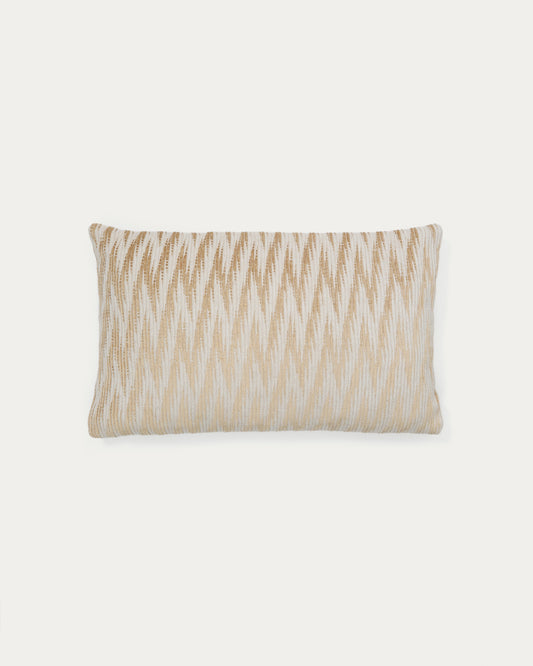 Housse de coussin Sigato en viscose et coton beige et écru 50 x 30 cm