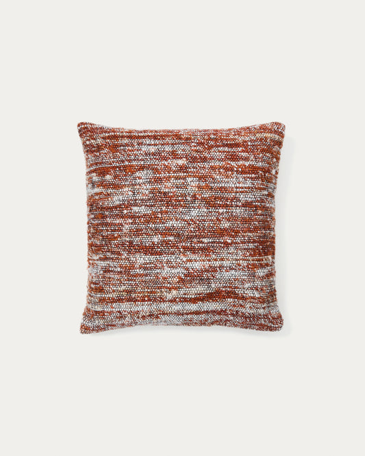 Housse de coussin Yadit en viscose et coton terracotta 45 x 45 cm