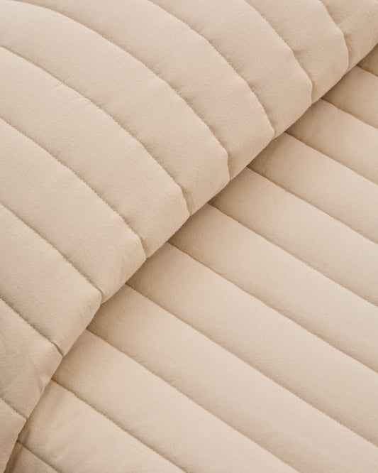 Couvre-lit Sini 100 % coton bio beige pour lit de 90 cm