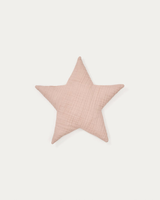 Coussin étoile Laily 100 % coton bio rose 30 x 30 cm