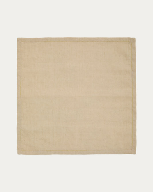 Ensemble Oreti de serviettes en coton et lin beige avec détail de fil lurex doré