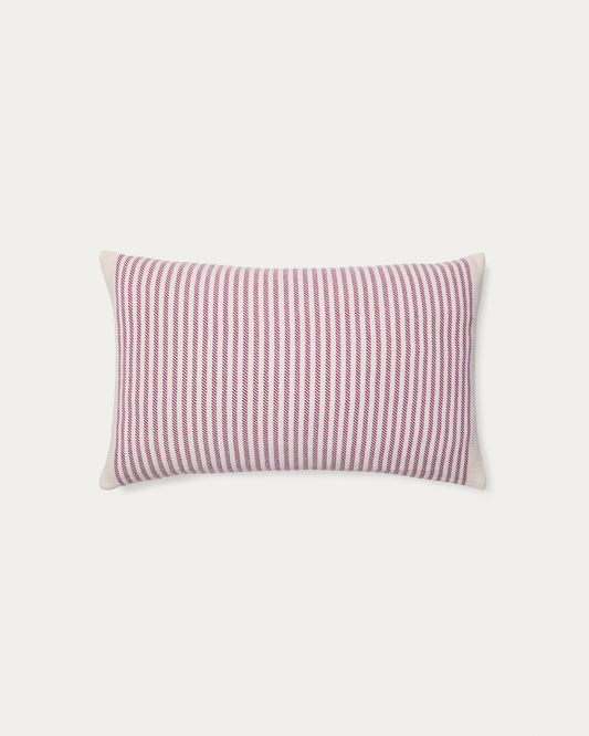 Housse de coussin Lioris en coton à rayures rose 60 x 40 cm