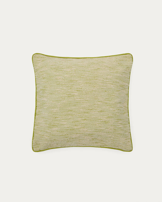 Housse de coussin Brisella en jacquard avec bordure verte contrastée 45 x 45 cm