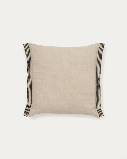 Housse de coussin Niven 100 % lin mélangé et rayures latérales beige 45 x 45 cm