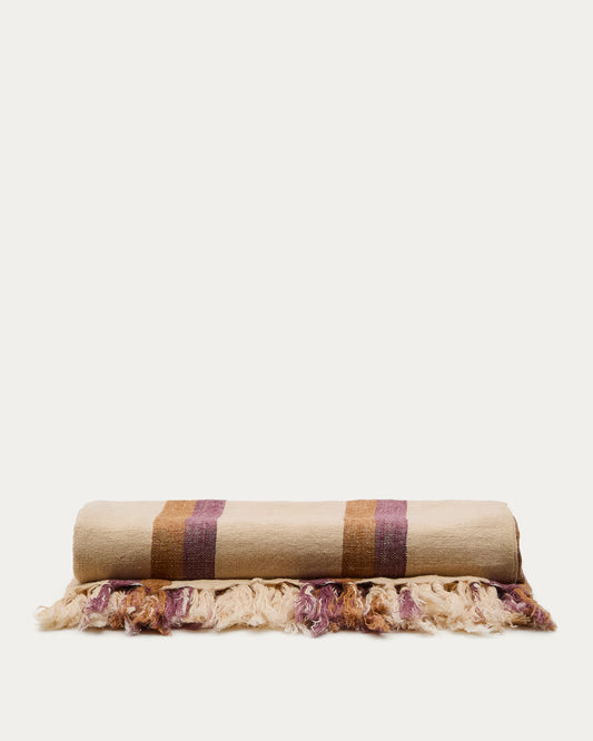 Couverture Arven 100 % lin à rayures multicolores 130 x 170 cm