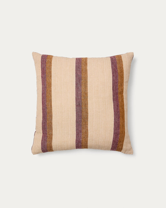 Housse de coussin Arven 100 % lin à rayures multicolores 45 x 45 cm