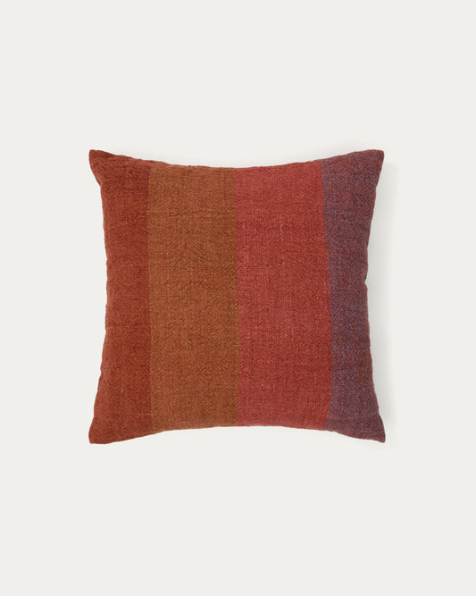 Housse de coussin Taris en lin à rayures rouge 50 x 50 cm