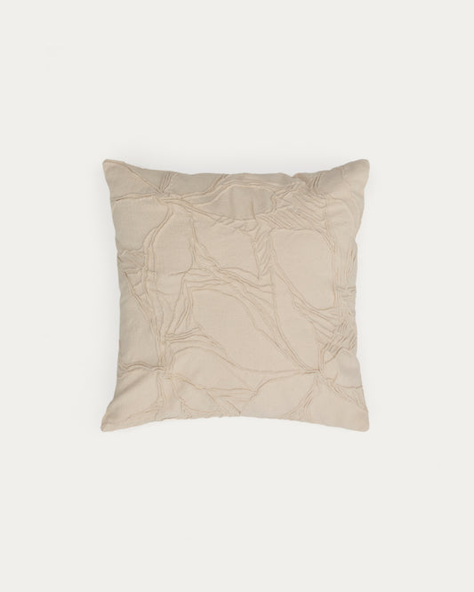 Housse de coussin Zira en coton avec détail fleur beige 45 x 45 cm
