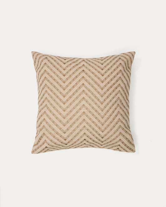 Housse de coussin Olea en coton jacquard en contraste beige 50 x 50 cm
