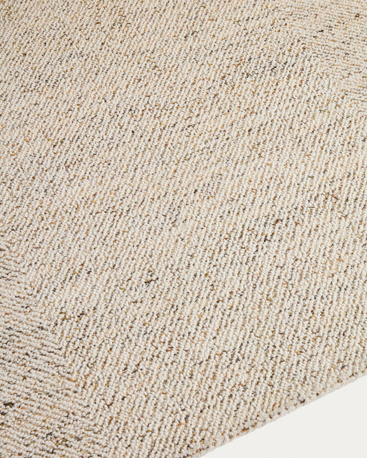Lenuo ecru wool and cotton jacquard rug 160 x 230cm