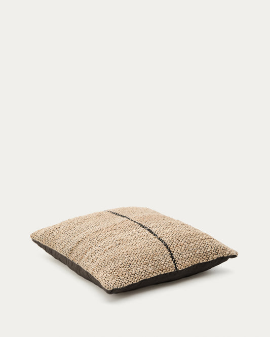 Housse de coussin de sol Lirta en jute avec détail contrasté 70 x 70 cm