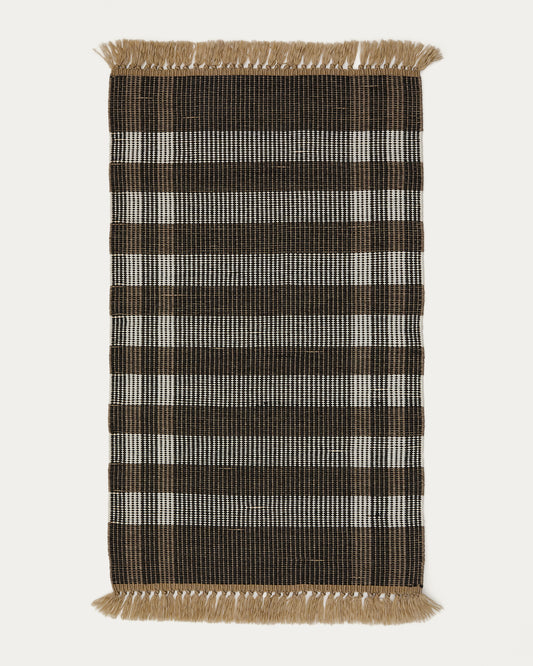 Tapis Barani en fibres synthétiques marron et noir 60 x 90 cm