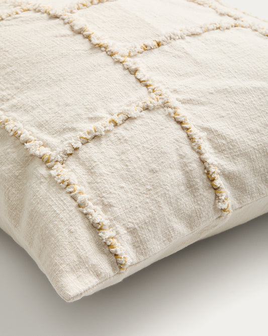 Housse de coussin Verion avec motif géométrique brodé jaune 45 x 45 cm