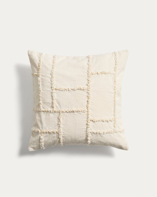 Housse de coussin Verion avec motif géométrique brodé jaune 45 x 45 cm