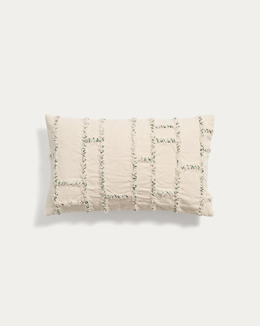 Housse de coussin Verion avec motif géométrique brodé vert 30 x 50 cm