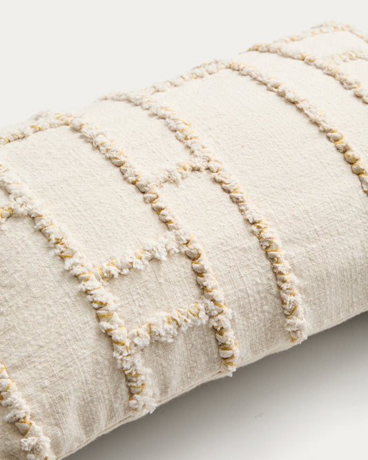Housse de coussin Verion avec motif géométrique brodé jaune 30 x 50 cm