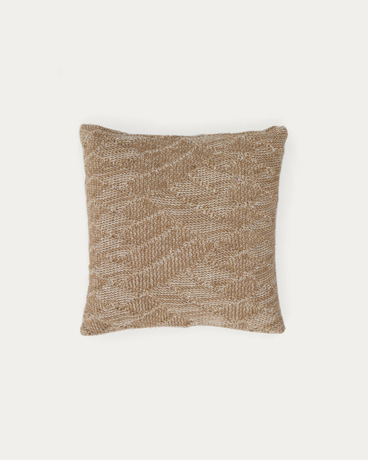 Housse de coussin Melyan en coton et jute jacquard beige 45 x 45 cm