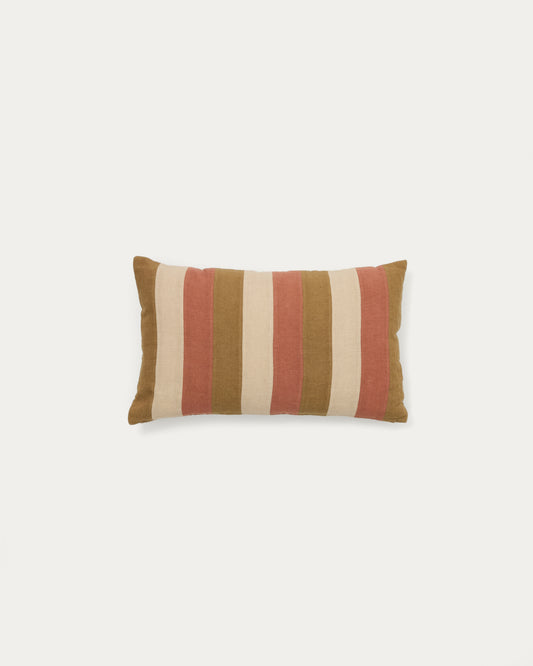 Housse de coussin Nivran 100 % lin à rayures multicolores 30 x 50 cm