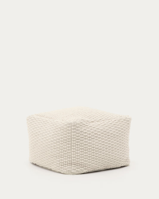 Pouf Mascarell en coton et polyester blanc 60 x 60 cm
