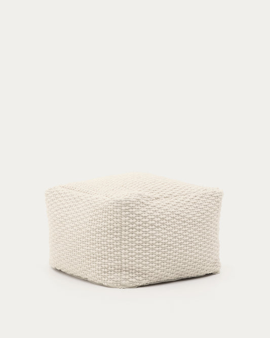 Pouf Mascarell en coton et polyester blanc 60 x 60 cm