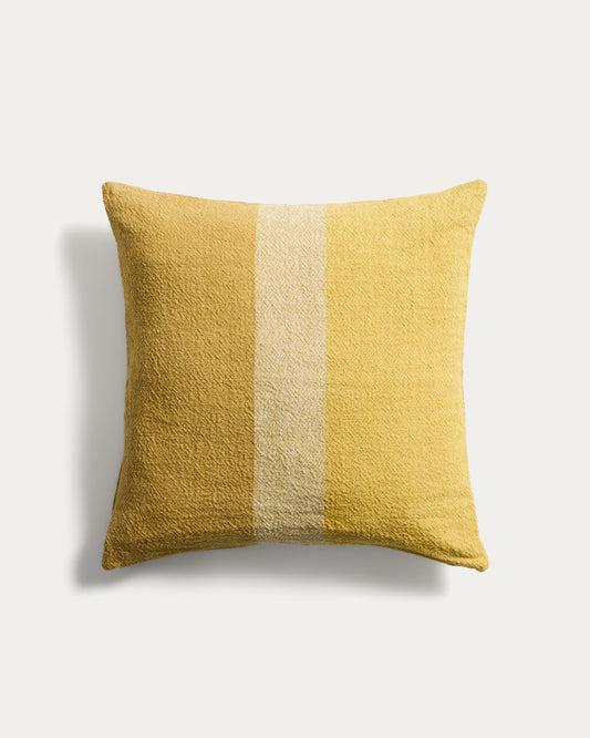 Housse de coussin Nurei en coton et lin jaune 50 x 50 cm