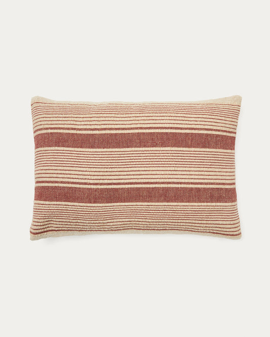 Housse de coussin Uciel en coton et broderie en jute terracotta et beige 40 x 60 cm