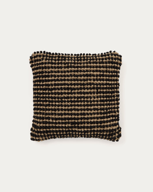 Housse de coussin Sayen en jute noir 50 x 50 cm