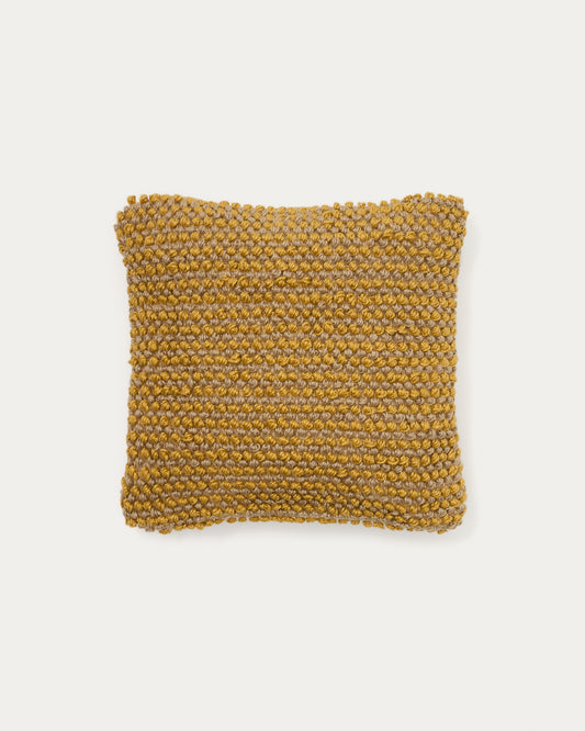 Housse de coussin Sayen en jute moutarde 50 x 50 cm