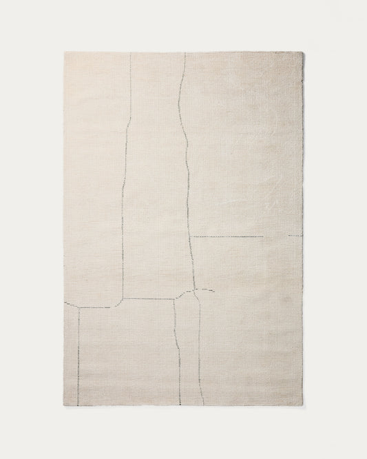 Tapis Lisdan en fibres synthétiques écru avec motif géométrique vert 160 x 230 cm