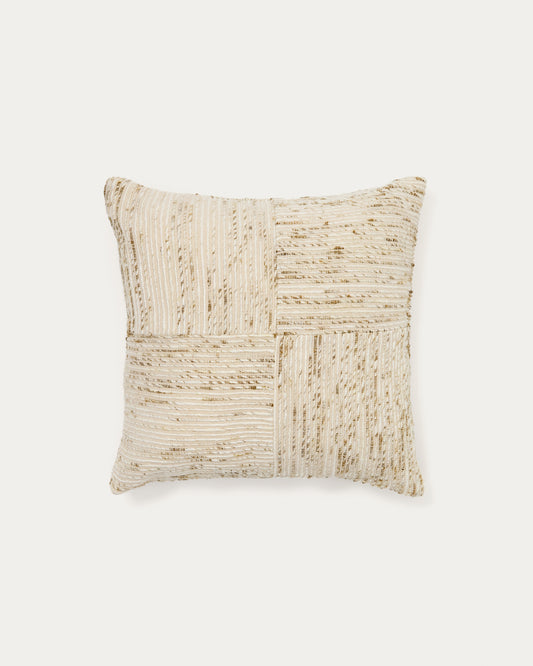 Housse de coussin Anuba jacquard à carreaux beige et vert 45 x 45 cm