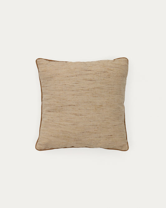 Housse de coussin Aleos en tissu mélangé avec liseré contrasté moutarde 45 x 45 cm