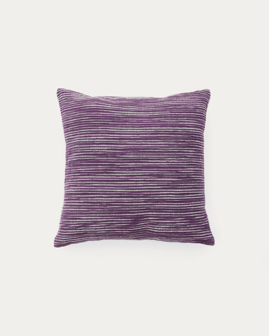 Housse de coussin Niera en coton jacquard à rayures violettes 45 x 45 cm