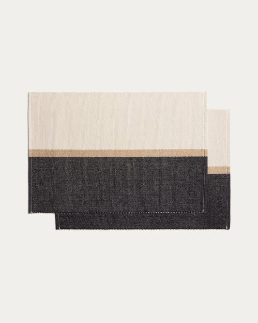 Ensemble Tari de 2 sets de table 100% coton noir 35 x 50 cm