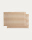 Daltan set of 2 beige striped cotton and jute placemats 35 x 50cm