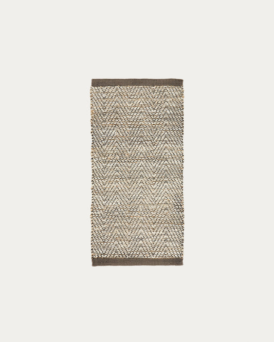 Tapis de couloir Arpe jacquard en jute beige 70 x 140 cm