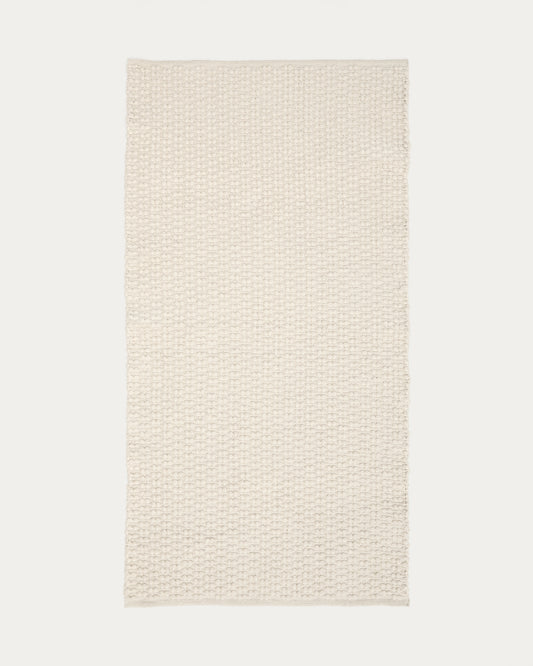 Tapis de couloir Mascarell en coton et polyester blanc 70 x 140 cm