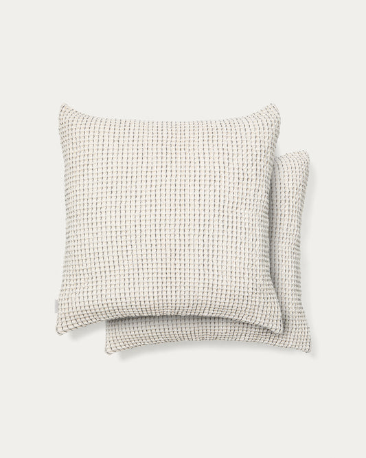 Ensemble Mabile de 2 coussins 100 % coton jacquard à rayures bleues 50 x 50 cm