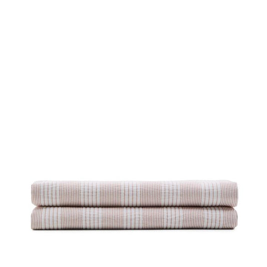 Couvre-lit Macie 100 % coton à rayures rouges et beiges pour lit de 150/160 cm
