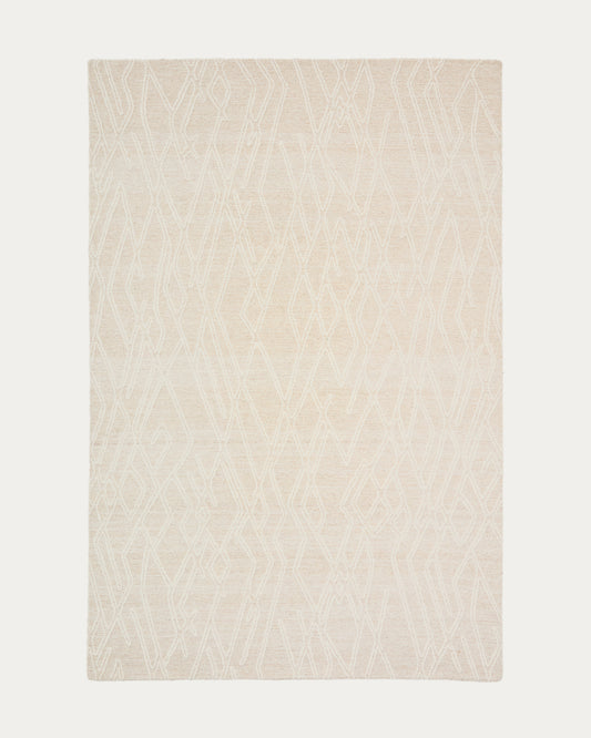 Tapis Selira en laine à effet brodé beige 300 x 200 cm