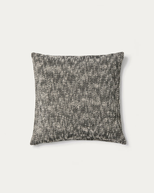 Housse de coussin Mevia en mélange de lin beige et noir 50 x 50 cm