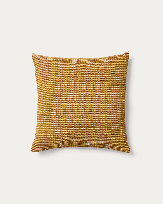 Housse de coussin Nuval en tissu structuré moutarde 50 x 50 cm
