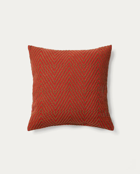 Housse de coussin Lunver en jacquard chevron rouge 50 x 50 cm